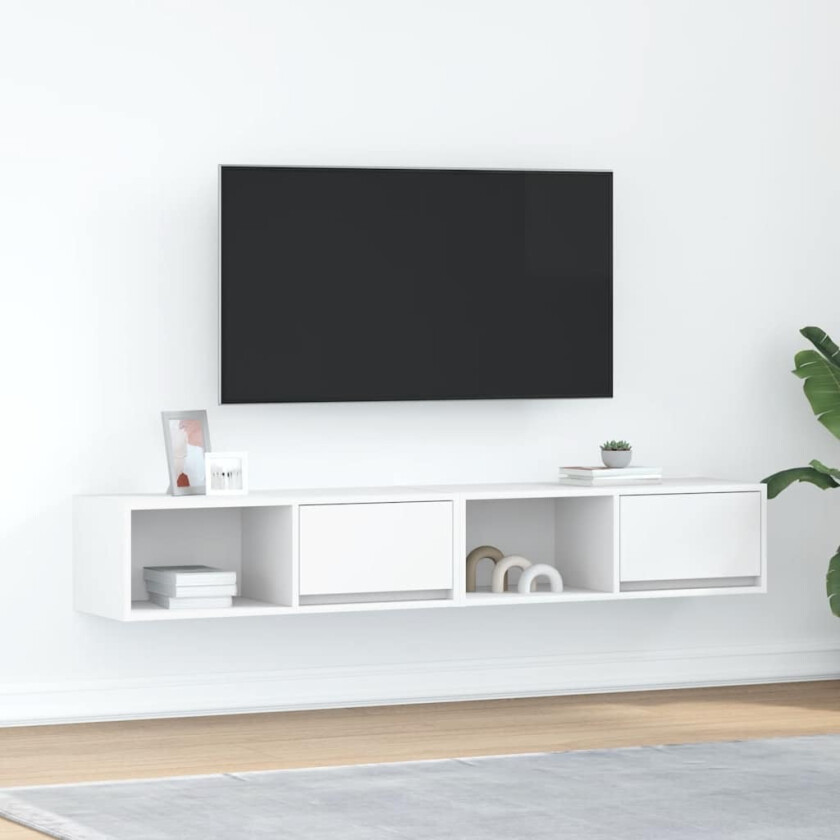 TV-benker 2 stk hvit 80x31x25,5 cm konstruert tre