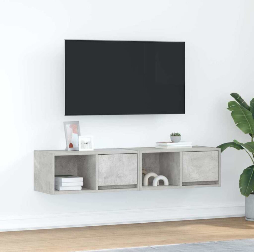 TV-benker 2 stk betonggrå 60x31x25,5 cm konstruert tre