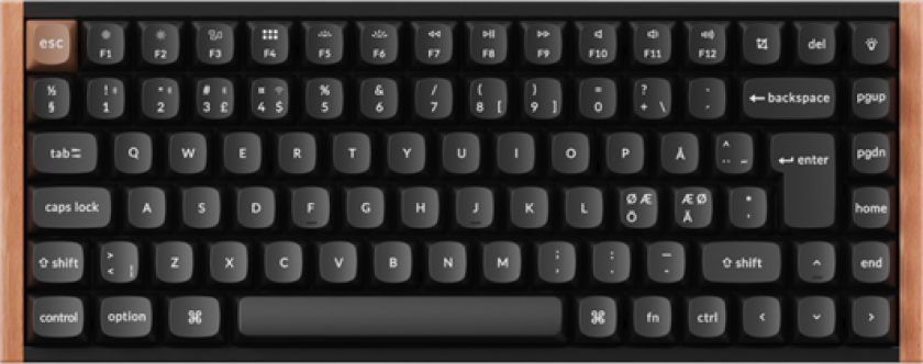 K2 HE SE Wireless Tri-Mode Hot Swap QMK Gateron 2.0 Purple Magnetic Switch Wood Black - Gamingtastatur - Nordisk - Svart