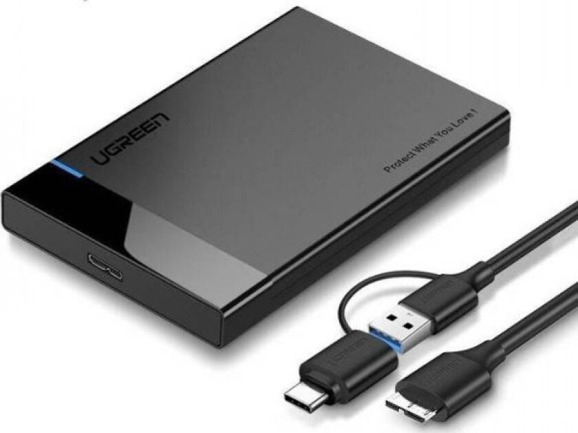 Bay 2.5 '' Hdd/Ssd External Enclosure Us221, Sata, Usb 3.0 + Usb-C To Micro Usb 3.0