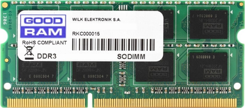 Goodram - Ddr3 - Modul - 4 Gb - So Dimm 204-Pin - 1333 Mhz / Pc3-10600 - Cl9 - 1.5 V - Ikke-Bufret - Ikke-Ecc