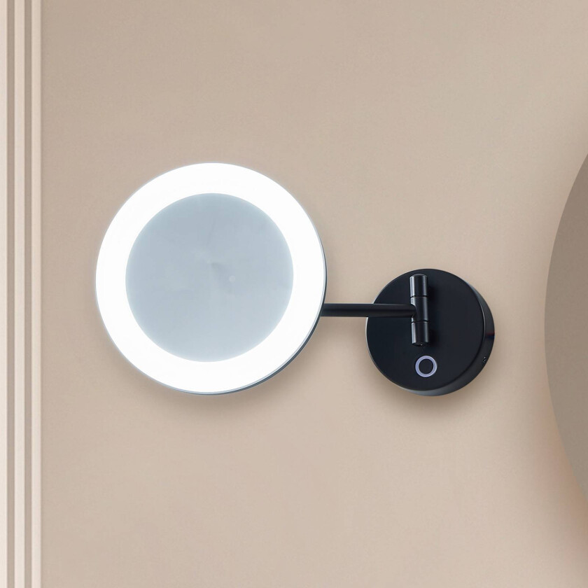 Lucande LED sminkespeil Fyria, svart, stål, CCT