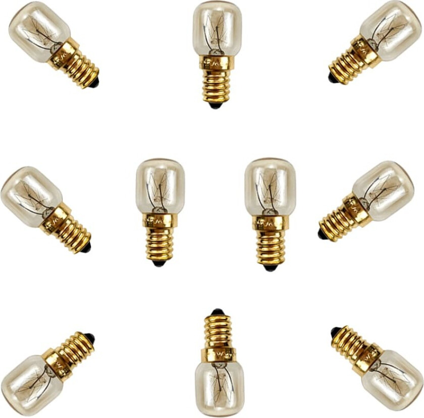 10-pack høytemperaturpære E14 300 graders mikrobølgeovn lyspære 15W