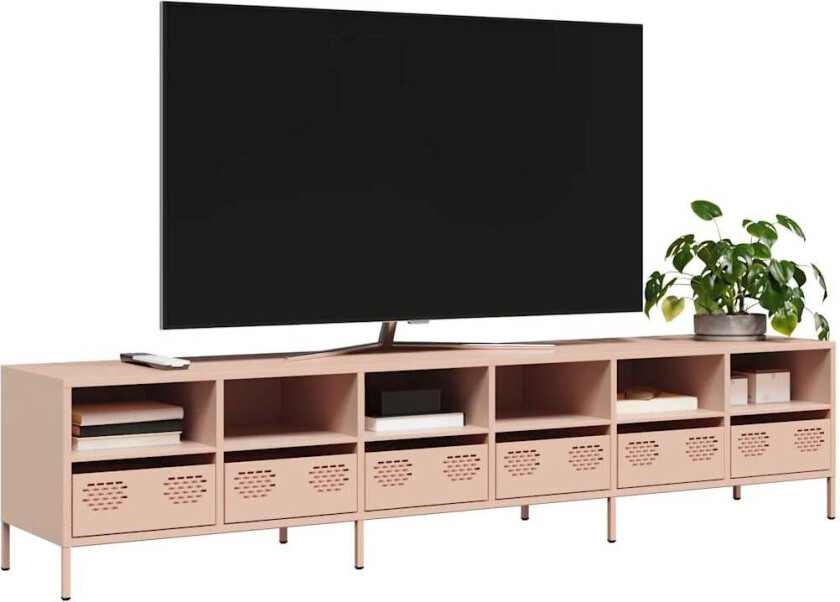 TV-benk rosa 202x39x43,5 cm kaldvalset stål