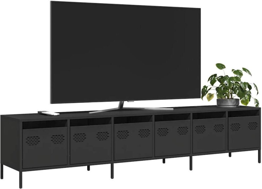 TV-benk svart 202x39x43,5 cm kaldvalset stål