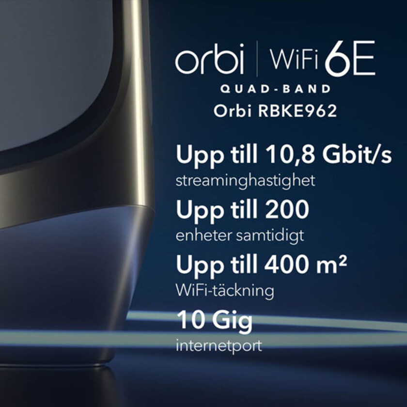 Orbi Quad-band WiFi 6E Mesh System (RBKE962)