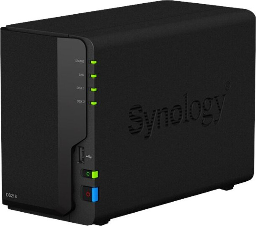 Disk Station Ds218 - Nas-Server - 2 Brønner - Sata 6Gb/S - Raid Raid 0, 1, Jbod - Ram 2 Gb - Gigabit Ethernet - Iscsi Støtte