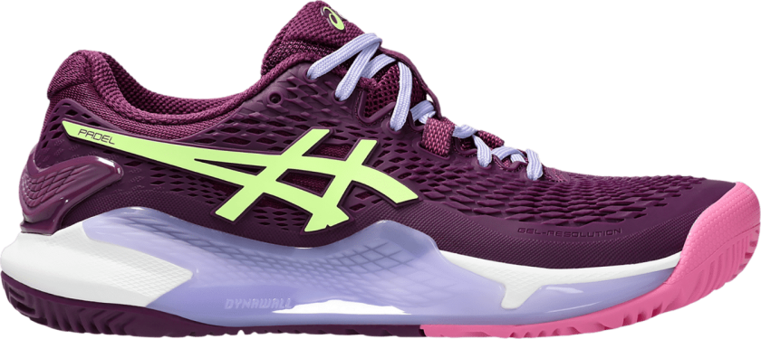 Gel-Resolution 9 Padel, padelsko, dame Deep Mauve/lime
