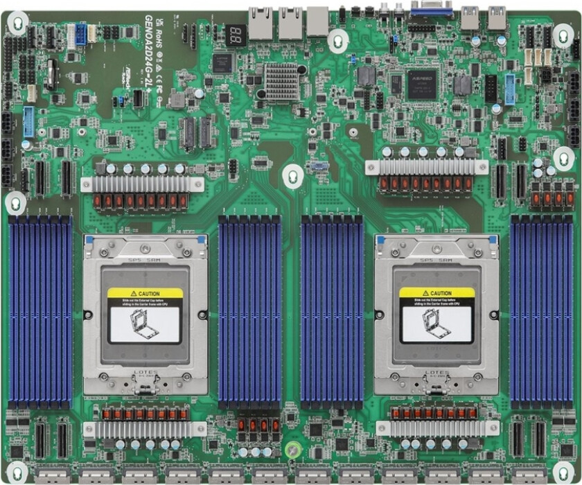 Bilde av Asrock Industrial Genoa2d24g-2L+ - Hovedkort - Lga6096 Socket - 2 Støttede Cpu-Er - Usb 3.2 Gen 1 - 2 X Gigabit Lan - Innbygd Grafikk (Cpu Kreves)