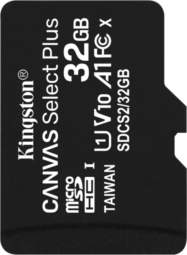 Kingston Canvas Select Plus - Flashminnekort - 32 Gb - A1 / Video Class V10 / Uhs Class 1 / Class10 - Microsdhc Uhs-I