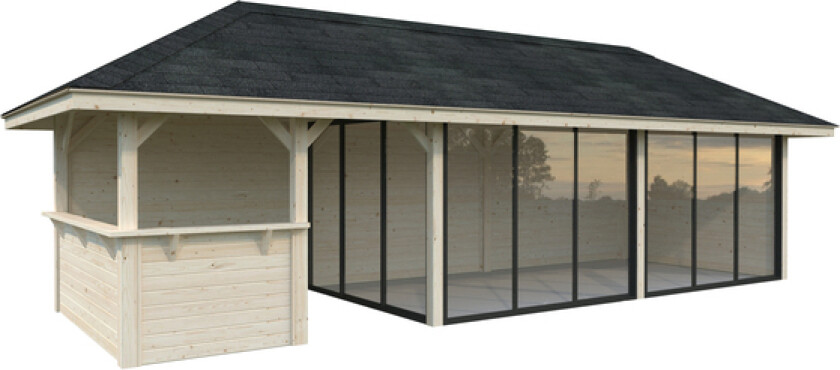 Hagestue bianca 219 24,9 m2 slide limtrekonstruksjon 28mm veggbord