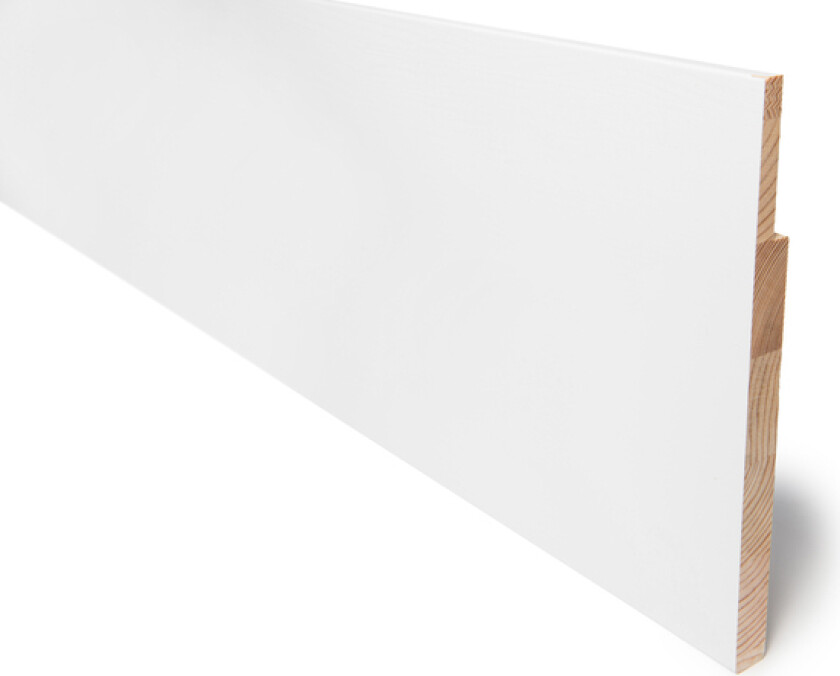 Utforing laminert furu 18x250x4400 hvitlasert 60 mm fjær