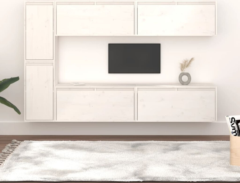 TV-benker 6 stk hvit heltre furu