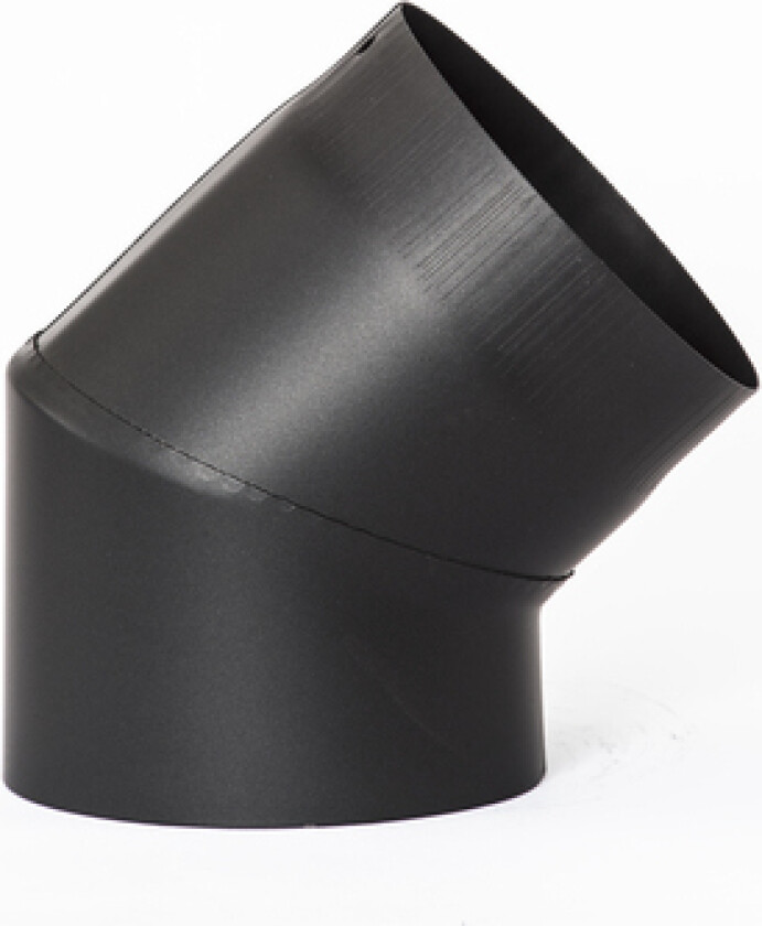 Bilde av Røkrør kne ø125x45° kort sort lakk varmebestandig sort lakk, 2mm