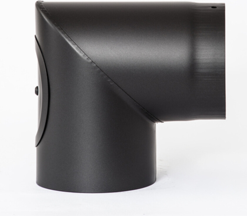 Bilde av Røkrør kne ø125x90° m/luke sort lk varmebestandig sort lakk, 2mm