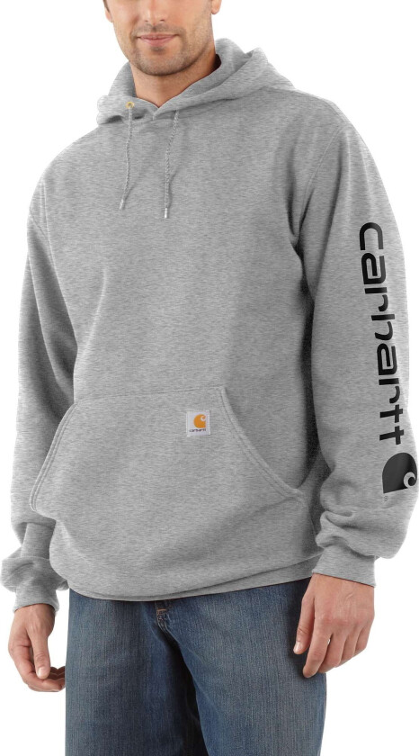 Men's Sleeve Logo Hooded Sweatshirt XL, Heather Grey/Black