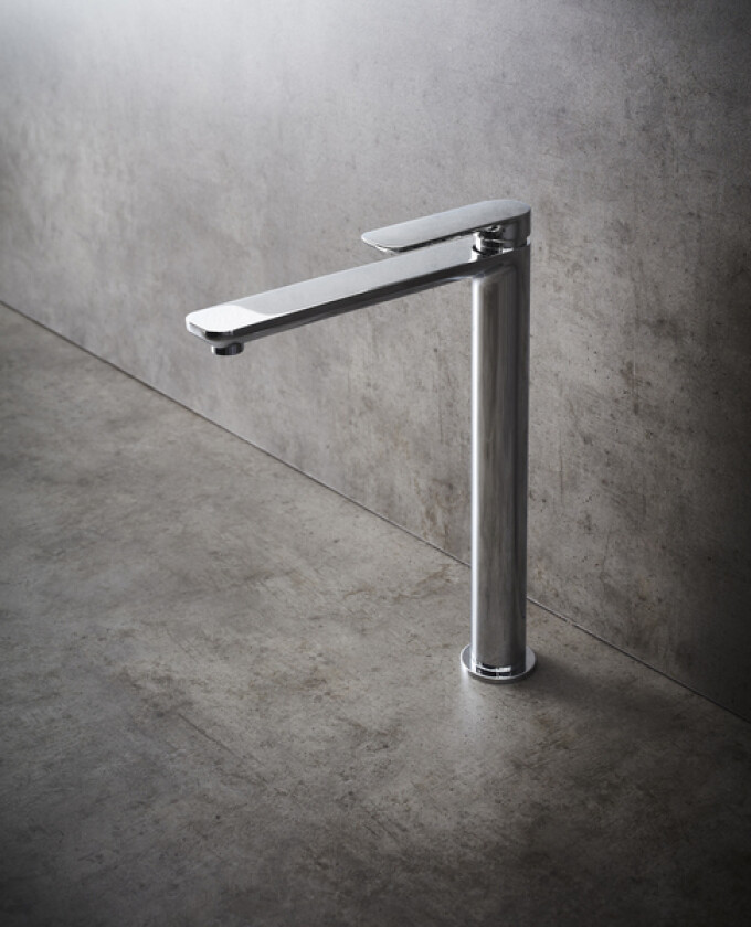 Servantbatteri slim høy krom