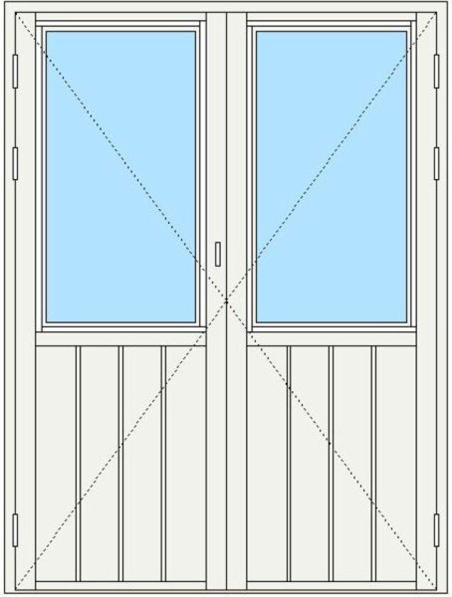 Dør td koblet 2-fl 169x209 v hvit. brystning må spesifiseres