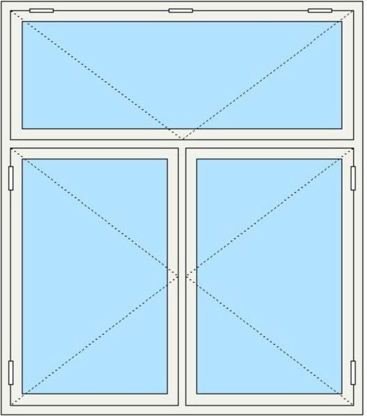 Bilde av Vindu koblet 3-r t 10x14 hvit sh/th utadslående 3-rams t-post