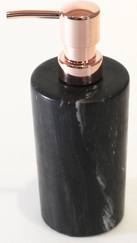 Såpedispenser marmor sort med pumpe i kobber eller krom