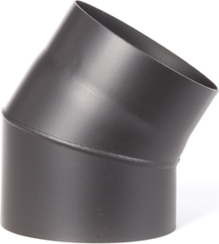 Røkrør kne ø150x30° kort sort emalje uten luke
