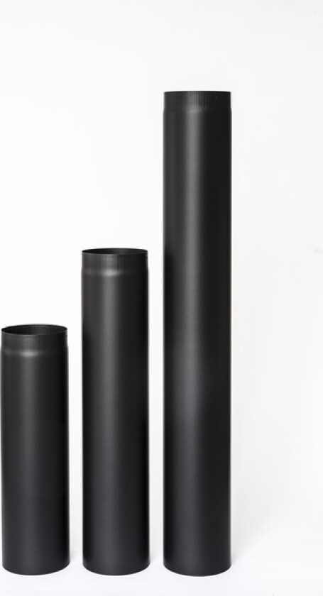 Røkrør ø125x500mm sort emalje 1,2 mm