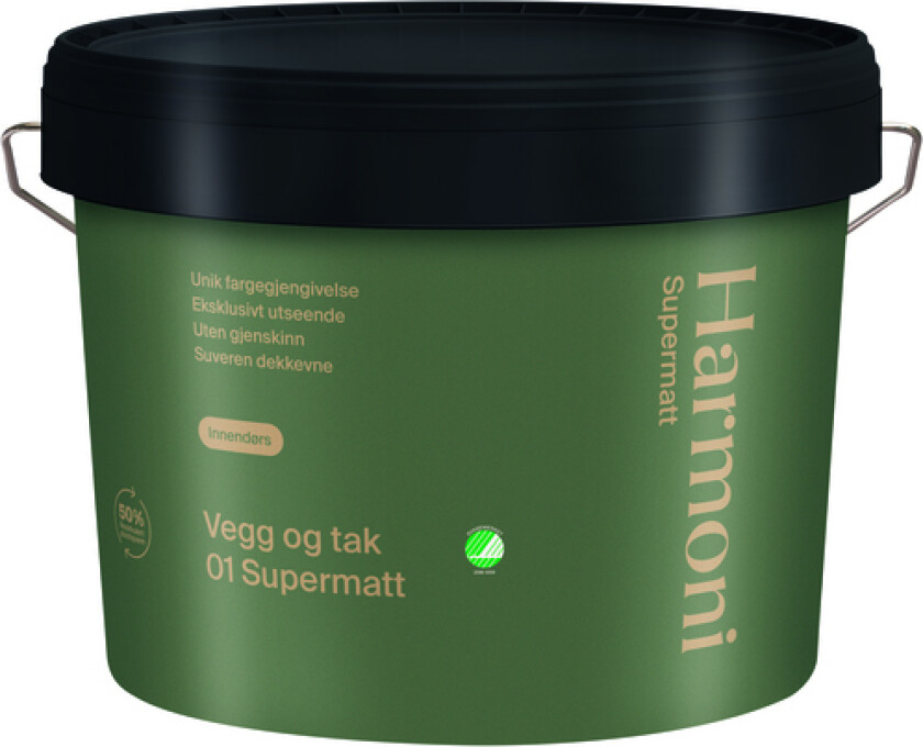 Vegg og takmaling matt hvit 9l