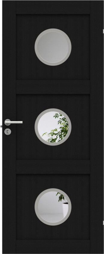 Bilde av Dørblad unique 03l gwa330 90x210 sort glassdør 3xø30cm