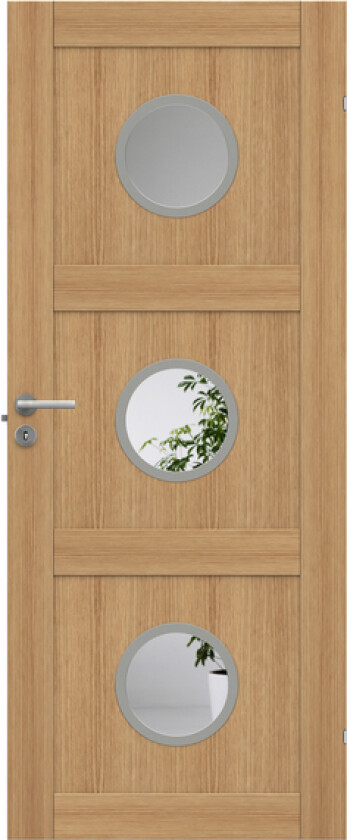 Dørblad unique 03l gwa330 90x210 eik glassdør 3xø30cm