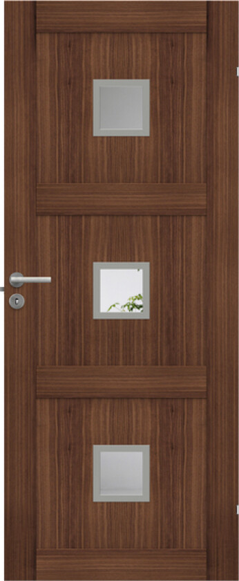 Dørblad unique 03l gwa320 90x210 valnøtt glassdør 3x20x20cm