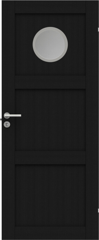 Dørblad unique 03l gwa130 90x210 sort glassdør ø30cm
