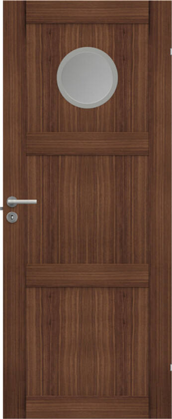 Dørblad unique 03l gwa130 90x210 valnøtt glassdør ø30cm