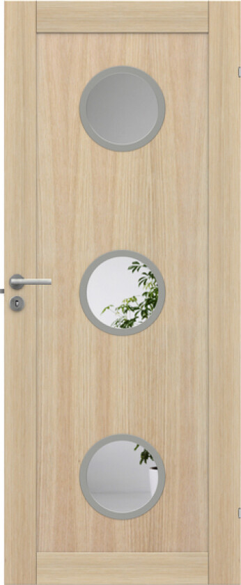 Dørblad unique 01l gwa330 90x210 hvitpigmentert glass 3xø30cm