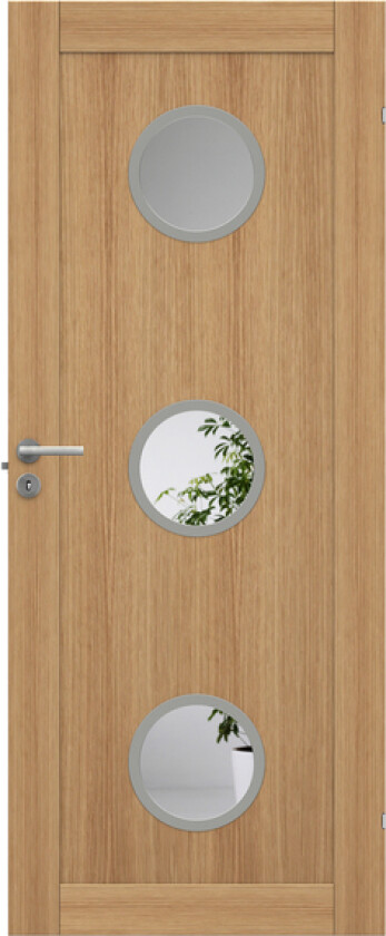 Dørblad unique 01l gwa330 90x210 eik glassdør 3xø30cm