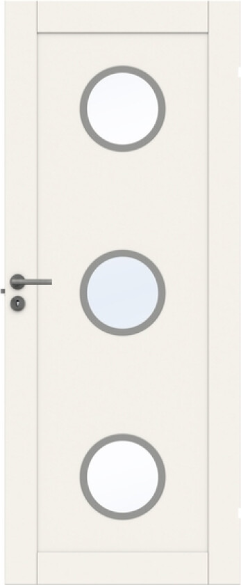 Dørblad unique 01l gwa330 90x210 hvit glassdør 4mm herdet glass/3x30cm ø