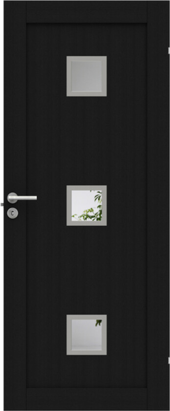 Dørblad unique 01l gwa320 90x210 sort glassdør 3-20x20cm