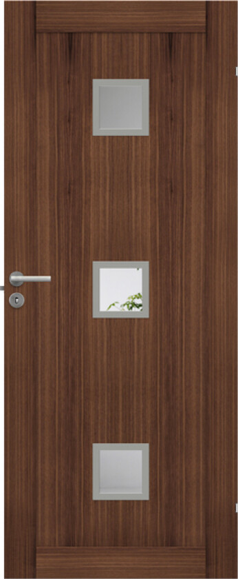 Dørblad unique 01l gwa320 90x210 valnøtt glassdør 3-20x20cm