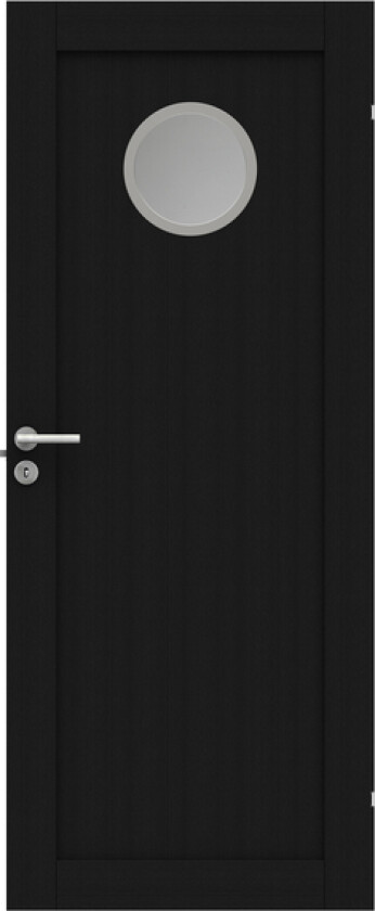 Dørblad unique 01l gwa130 90x210 sort glass ø30cm