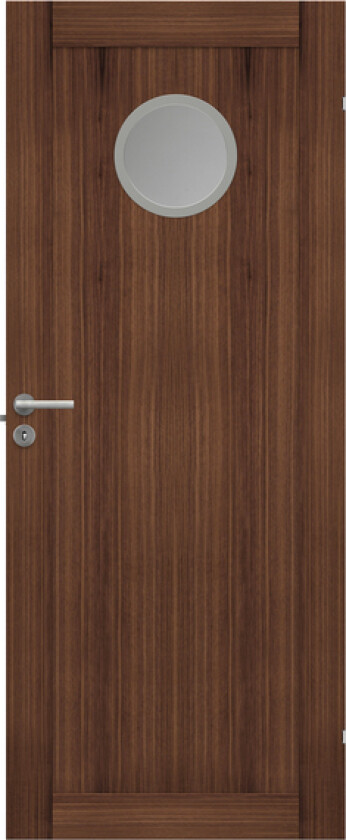 Dørblad unique 01l gwa130 90x210 valnøtt glassdør ø30cm