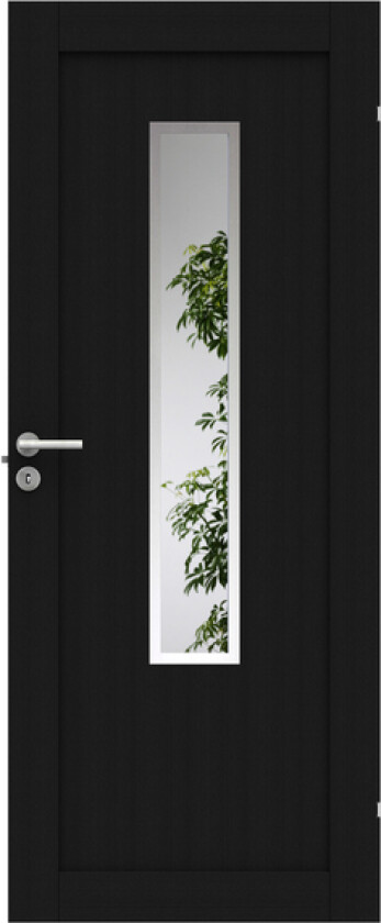 Dørblad unique 01l gwa1120 90x210 sort glassdør 20x120cm