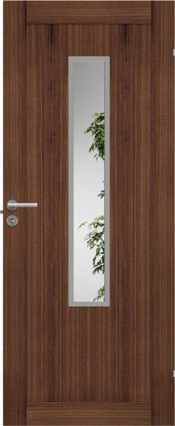 Dørblad unique 01l gwa120 90x210 valnøtt glass 20x120cm