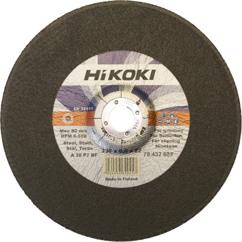 Slipeskive stål 230x6,0mm 432683 nedsenket nav