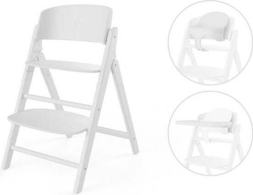 Click & Fold Matstol 3-in-1, All White - Sammenleggbare barnestoler - Bøk