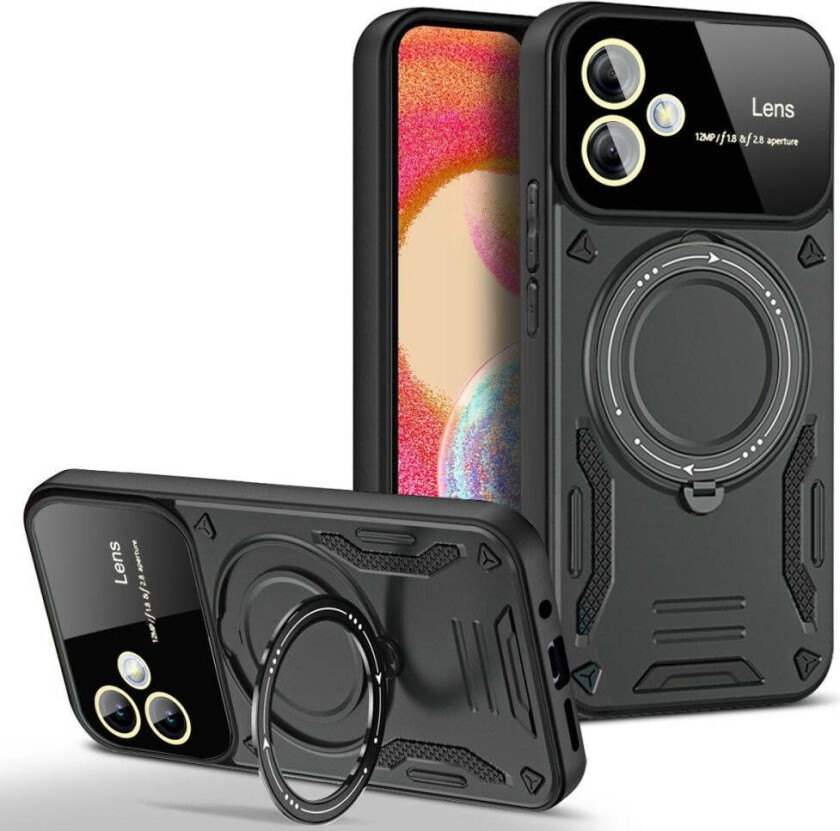 Samsung Galaxy A06 Hybrid Håndverker Deksel m. Roterende Kickstand - MagSafe Kompatibel - Svart