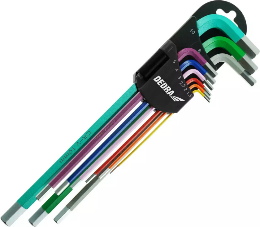 06F205 ekstra langt unbrakonøkkelsett - 9 deler (1,5-10 mm)