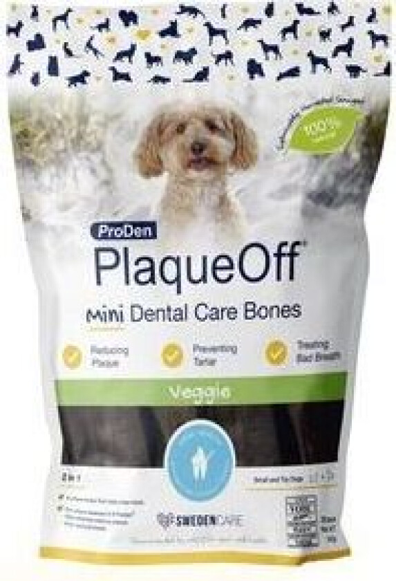 PlaqueOff Mini Dental Bones Veggie - 20 stk.