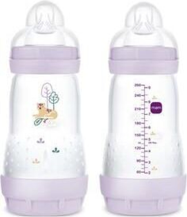 Bilde av Anti-kolikk tåteflaske 260 ml, Lilla - 2 stk