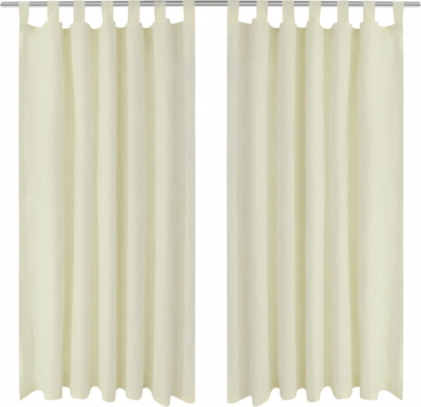 Bilde av 2stk Krem Micro-Sateng Gardiner med Sløyfer 140 x 225 cm