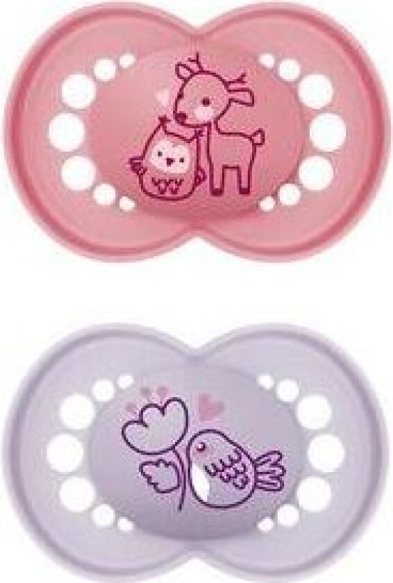 Original Naturgummi Smokk 6-16 mnd., Natur/Rosa - 2 stk.