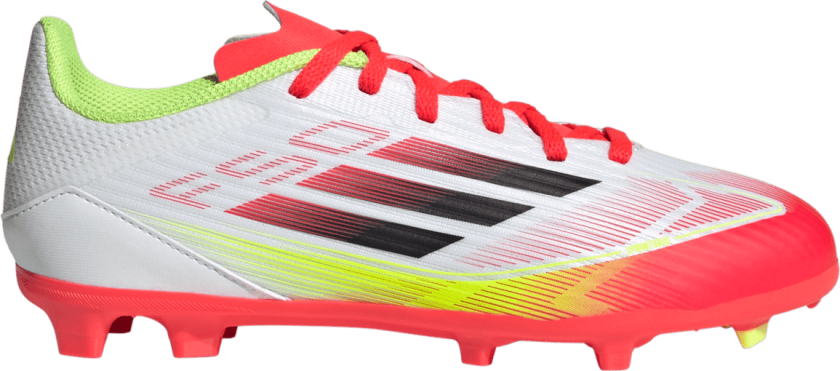 adidas F50 League FG/MG Q1 25, fotballsko gress og kunstgress, junior White/Black/Yellow